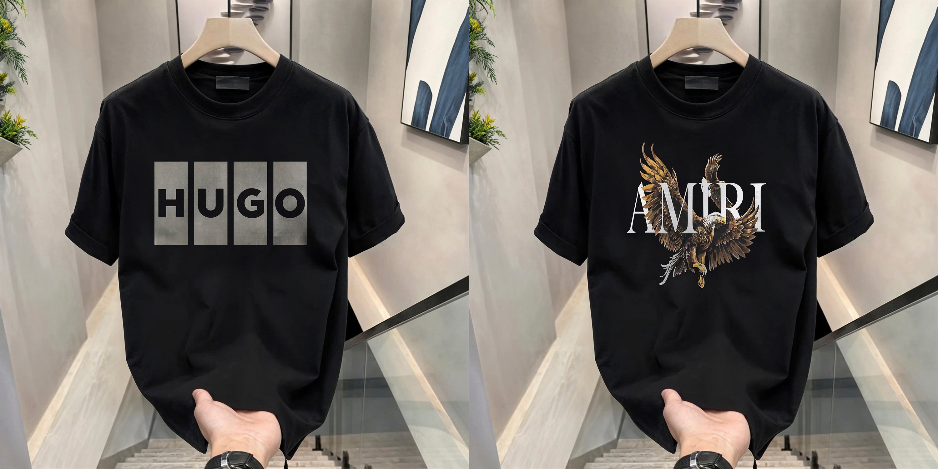 Men's Brand Premium Selling T-Shirt (BD-HUGO BOX+AMIRI)