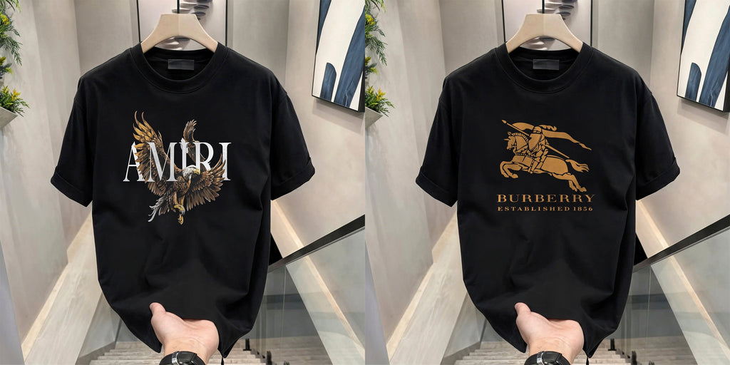 Men's Brand Premium Selling T-Shirt (BD-AMIRI+ BURBERRY GOLD)