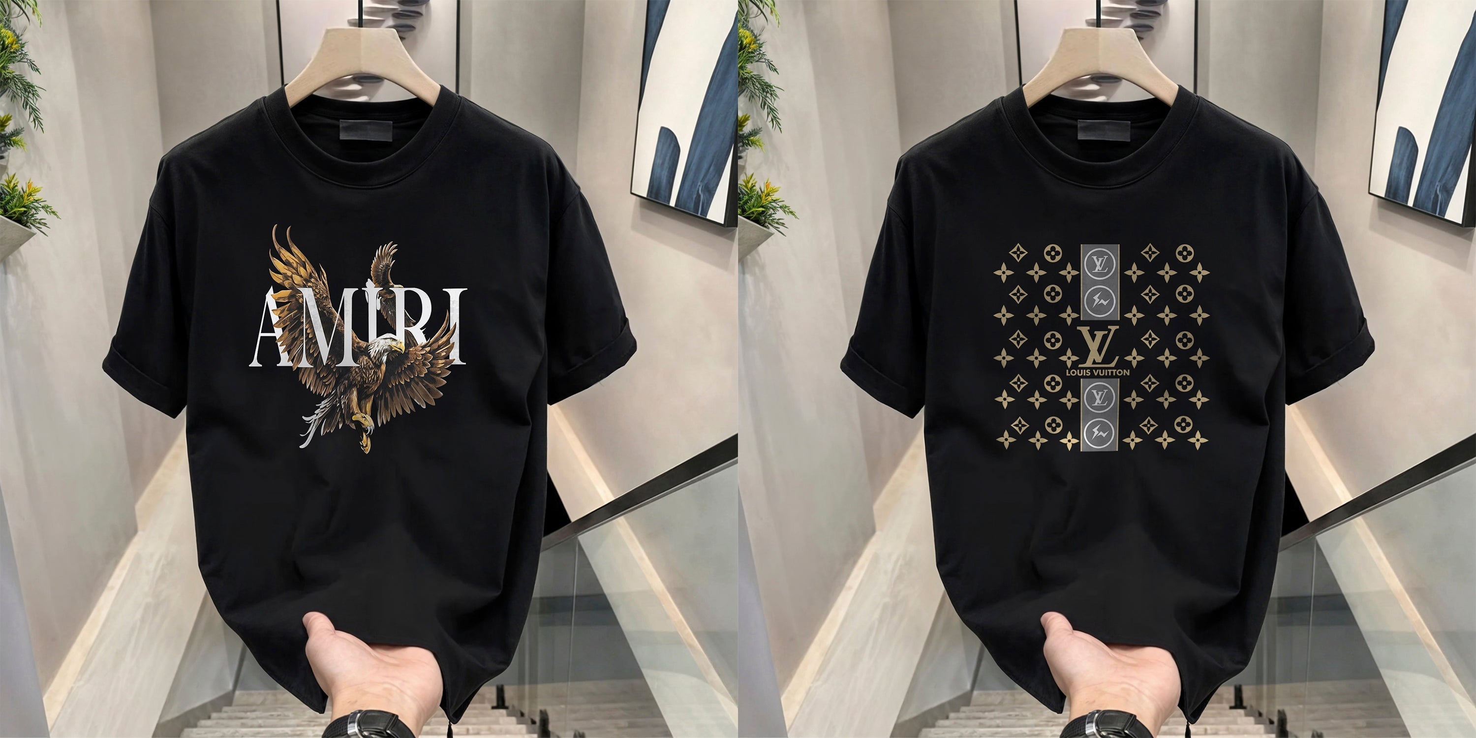 Men's Brand Premium Selling T-Shirt (BD-AMIRI+LV STARS)