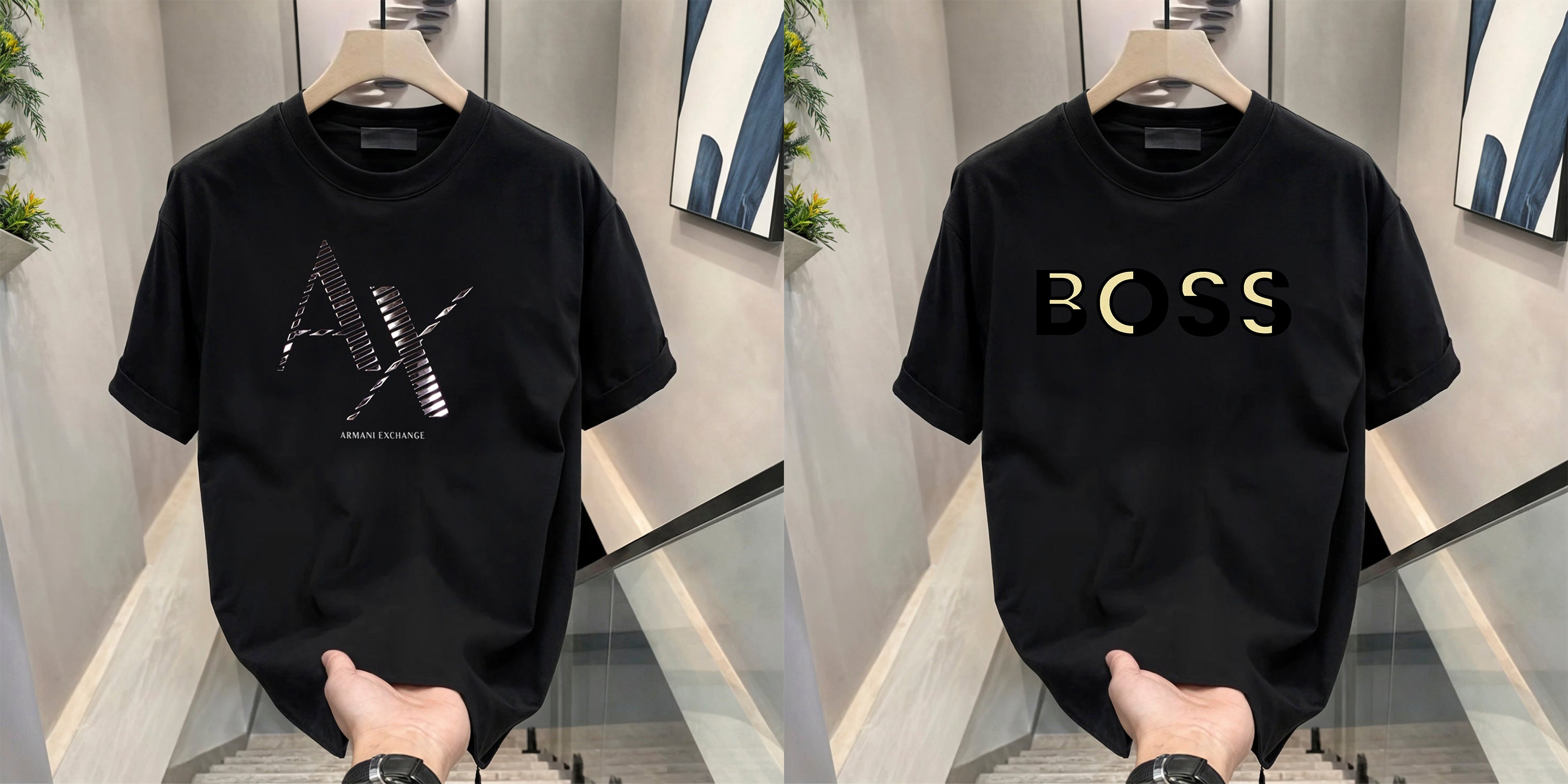 Men's Brand Premium Selling T-Shirt (BD-AX CUT+GOLD BOSS)