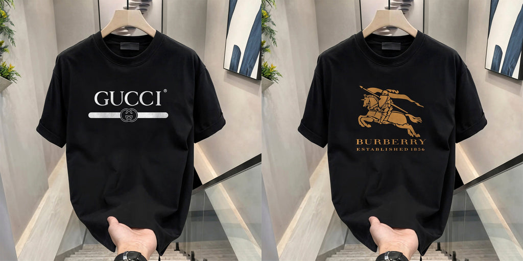 Men's Brand Premium Selling T-Shirt (BD-BURBERRY GOLD+GUCCI)
