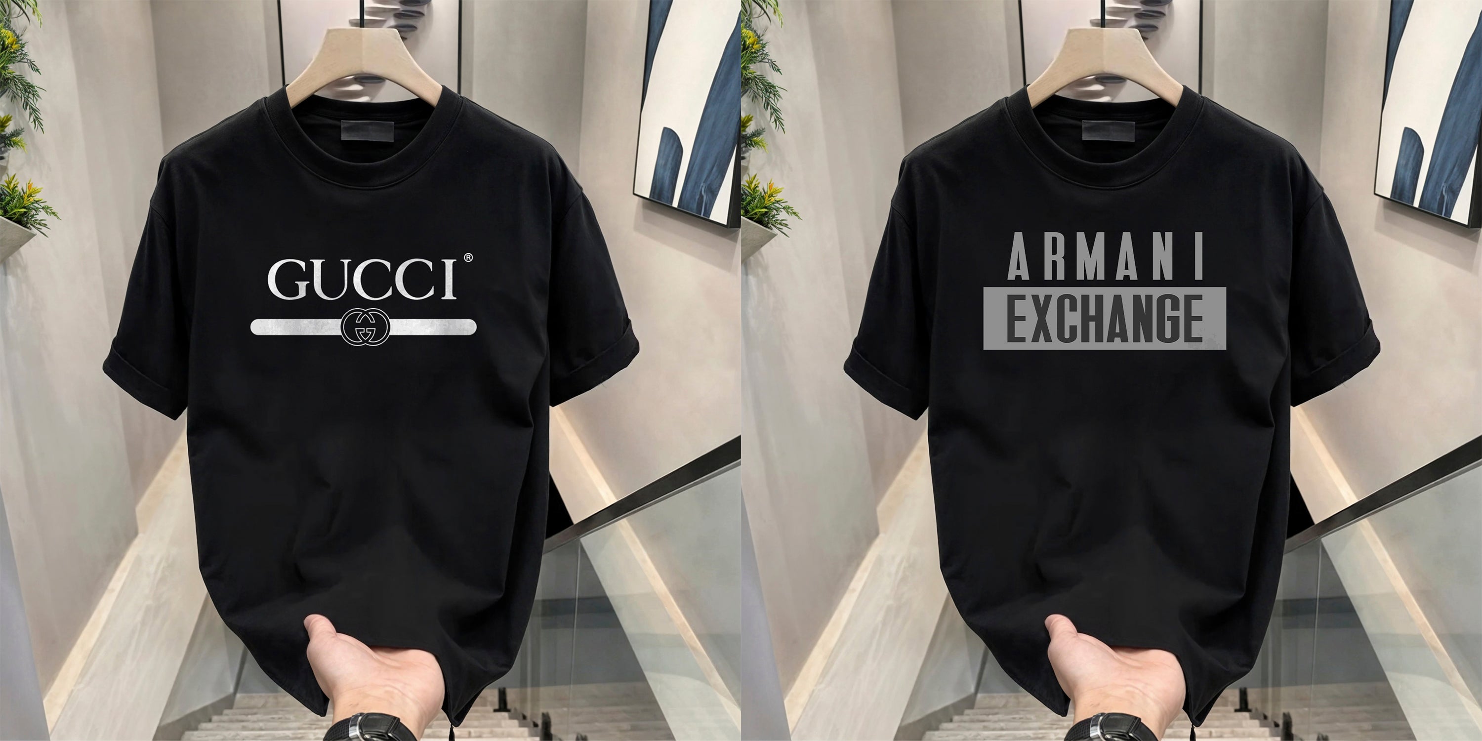 Men's Brand Premium Selling T-Shirt (BD-GUCCI+ARMANI GREY)