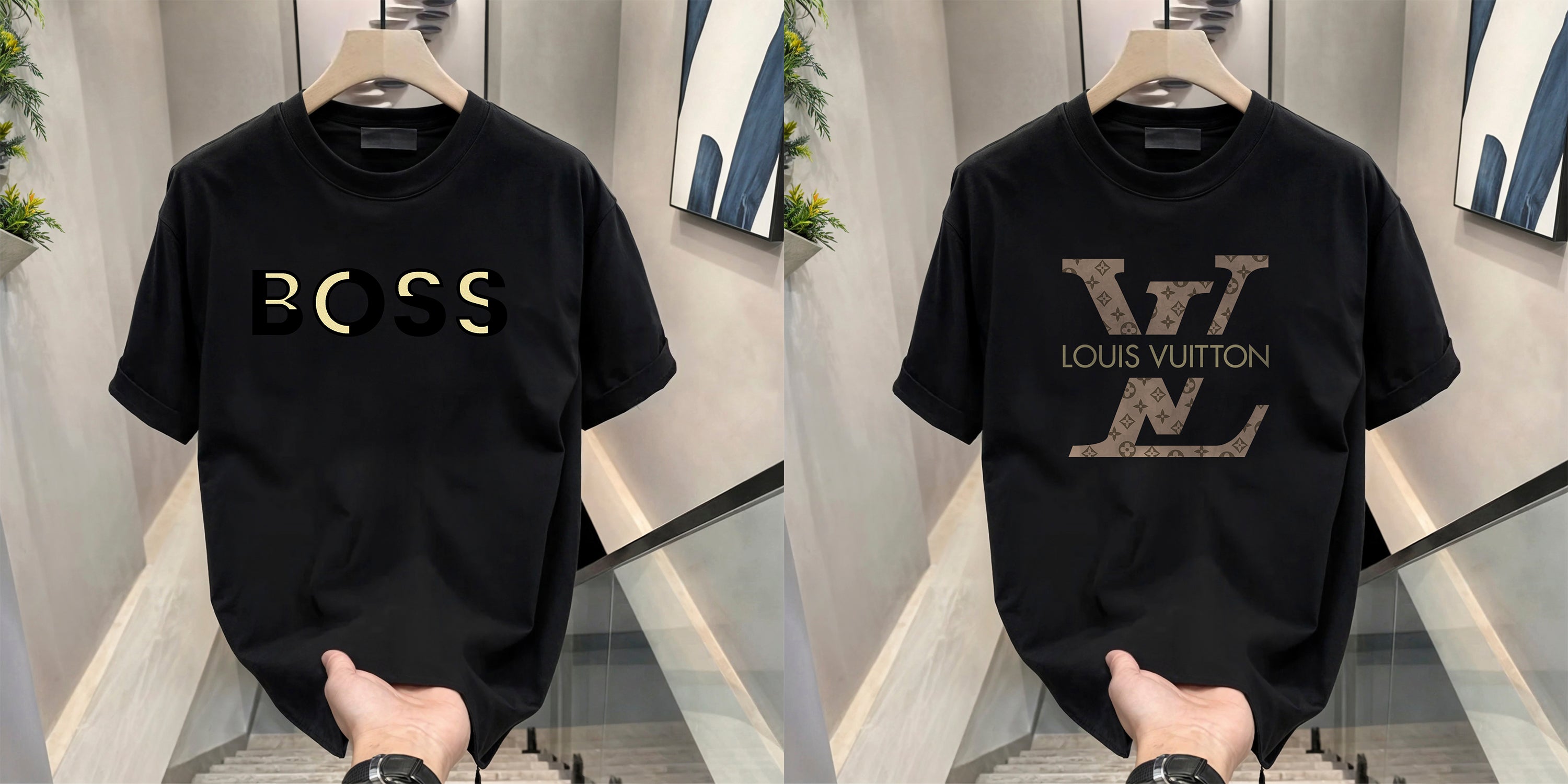 Men's Brand Premium Selling T-Shirt (BD-GOLD BOSS+LV)