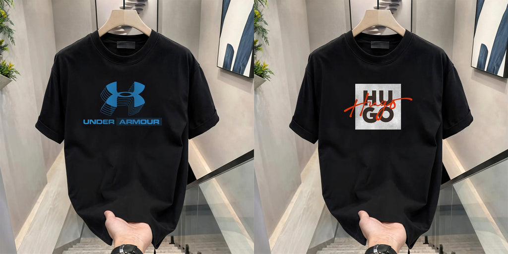 Men's Brand Premium Selling T-Shirt (BD-HUGO RED+BLUE ARMOUR)
