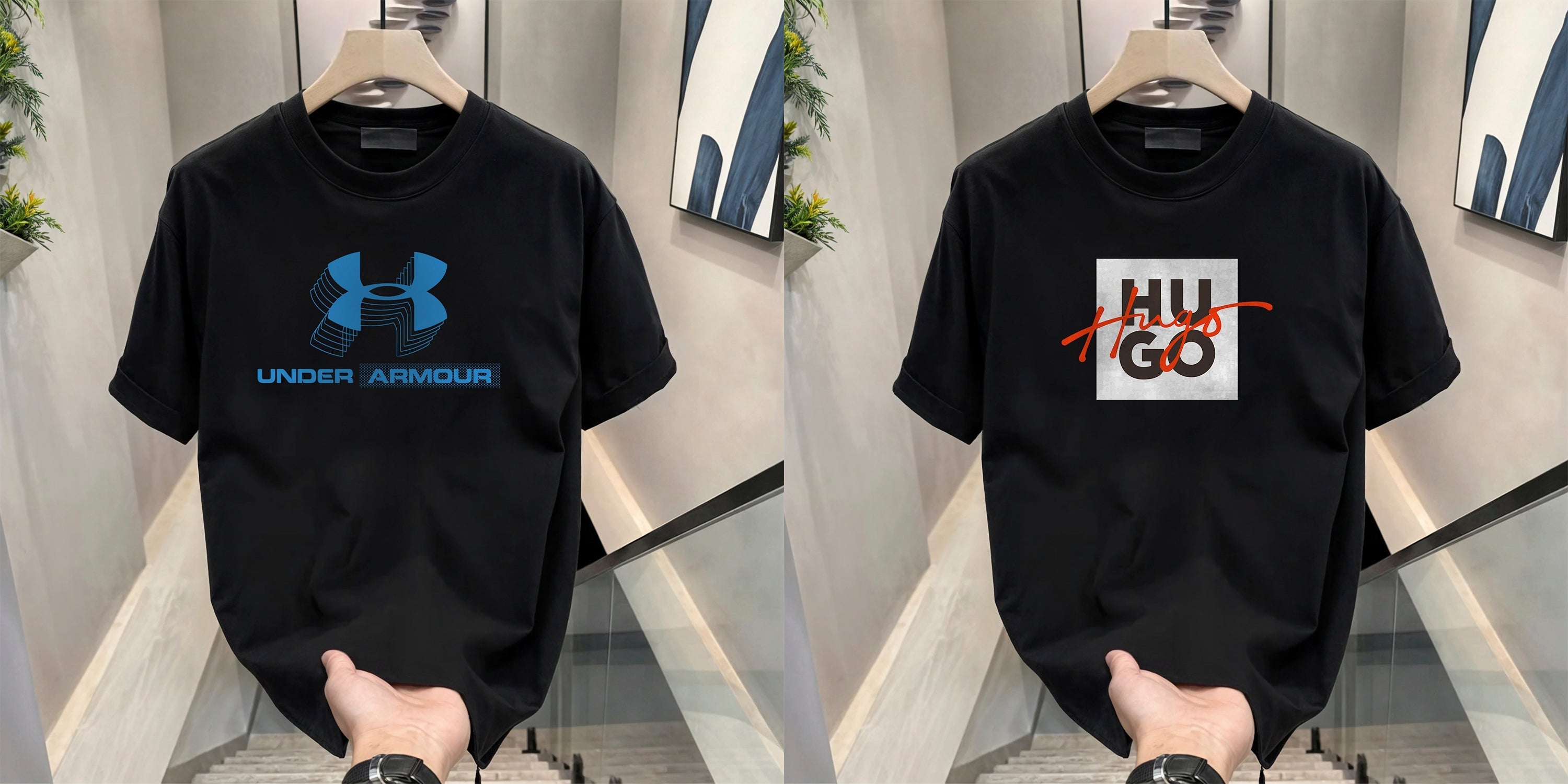 Men's Brand Premium Selling T-Shirt (BD-HUGO RED+BLUE ARMOUR)