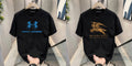 Men's Brand Premium Selling T-Shirt (BD-BLUE ARMOUR+BURBERRY GOLD)