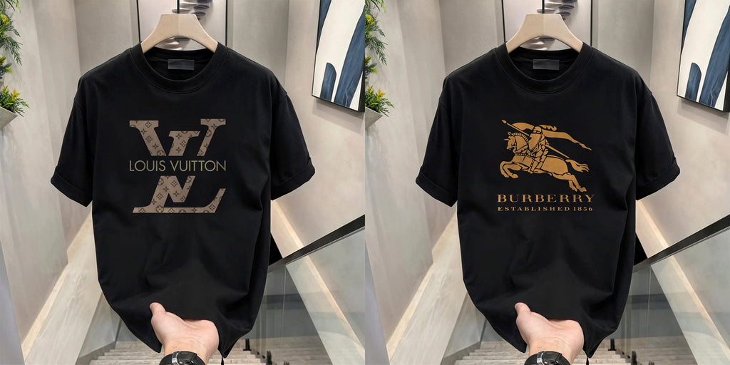 Men's Brand Premium Selling T-Shirt (BD-LV+BURBERRY GOLD)
