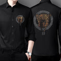 Men's Black Luxury Rhinestone Cotton Shirts